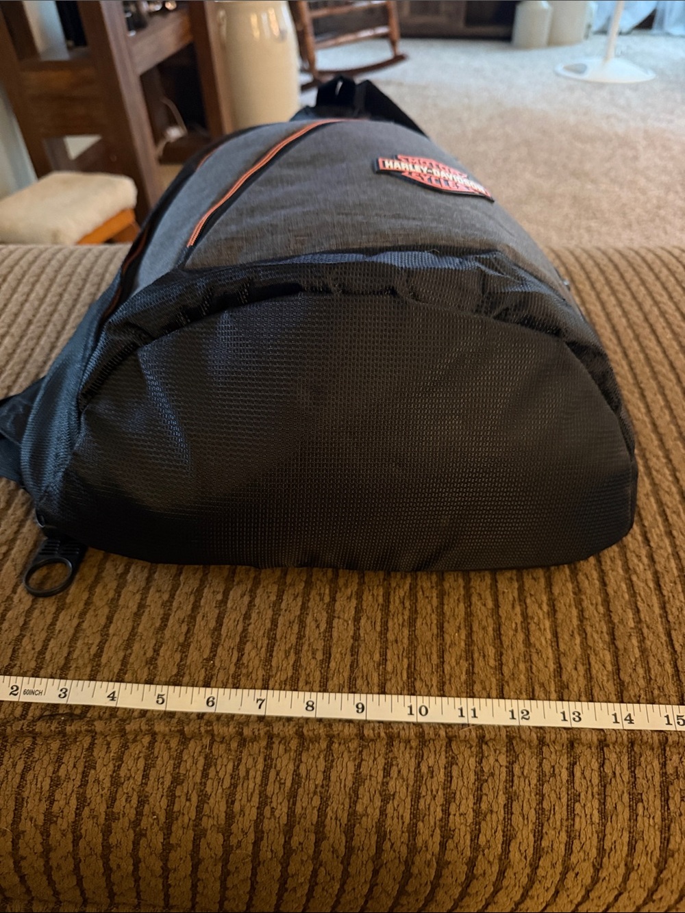 Harley-Davidson Gray Sling Backpack with Orange Trim - Picture 6 of 9